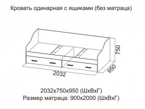 Кровать одинарная с ящиками (Без матраца 0,9*2,0) в Горнозаводске - gornozavodsk.магазин96.com | фото